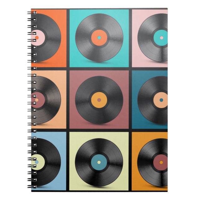 Vinylposter. Retro LP-diskar Ange vintage Illustra Anteckningsbok (Framsidan)