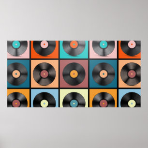 Vinylposter. Retro LP-diskar Ange vintage Illustra Poster