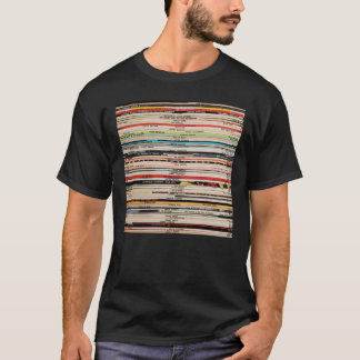 vinylregister med blå anteckning t shirt