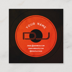 Vinylregistreringsskylt DJ Fyrkantigt Visitkort