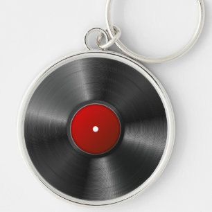 Vinylrekord Rund Silverfärgad Nyckelring