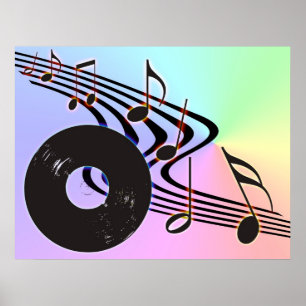 Vinylrekordet och noterar affischen poster