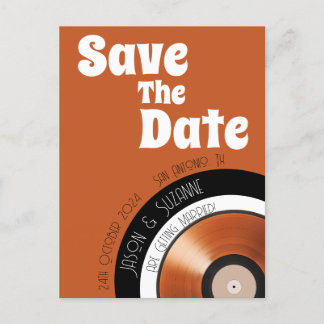 Vinylskiva 70-tal retro terrakotta bränd orange meddelande vykort