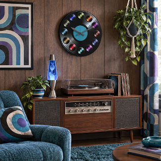 Vinylskiva Album Retro LP Boho Rund Klocka