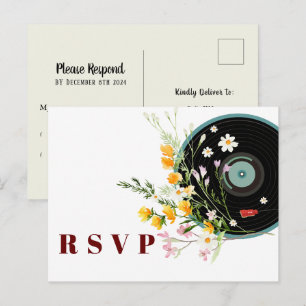 Vinylskiva, blom-, Oldies Rustic, kvinnor RSVP Inbjudan Vykort