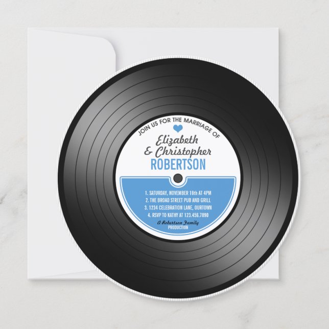 Vinylskiva Bröllopsfirande Inbjudan (Framsida)
