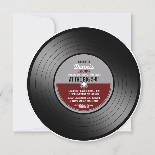 Vinylskiva Födelsedagsfest Inbjudan (Framsida)