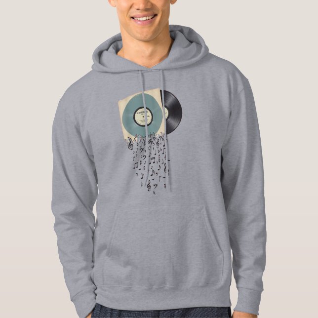 Vinylskiva Musiknoter Hoodie (Framsida)
