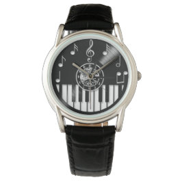 Vinylskiva piano och musikelement armbandsur