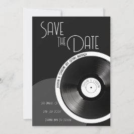 Vinylskiva Retro 70-tal Svart och Vitt Minimalisti Spara Datumet