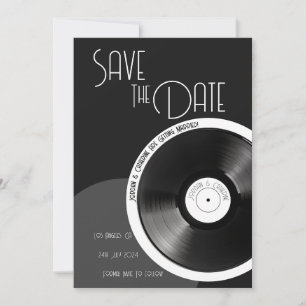 Vinylskiva Retro 70-tal Svart och Vitt Minimalisti Spara Datumet