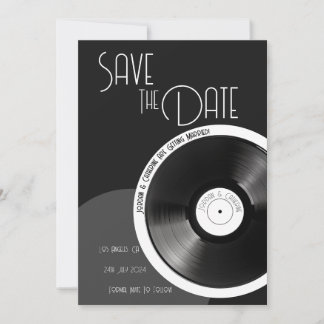 Vinylskiva Retro 70-tal Svart och Vitt Minimalisti Spara Datumet