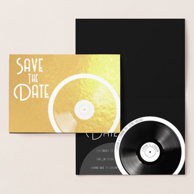 Vinylskiva Retro 70-tal Svart och Vitt Minimalt Folierat Kort (Display)