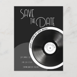 Vinylskiva Retro 70-tal Svart och Vitt Minimalt Meddelande Vykort