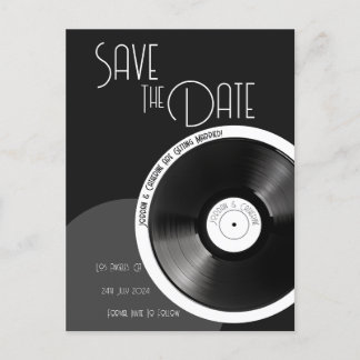 Vinylskiva Retro 70-tal Svart och Vitt Minimalt Meddelande Vykort