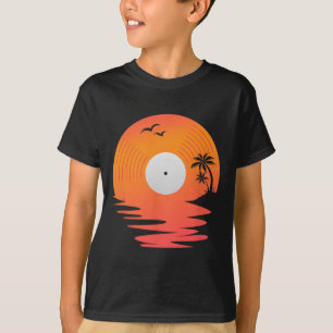 Vinylskiva Retro Disk Hav Strand Skivspelare Desig T Shirt