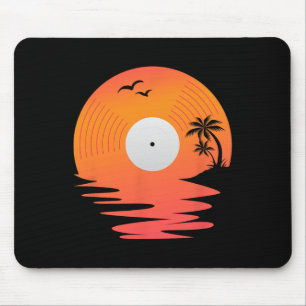 Vinylskiva Retro Disk Sjö Strand Skivspelare Desig Musmatta