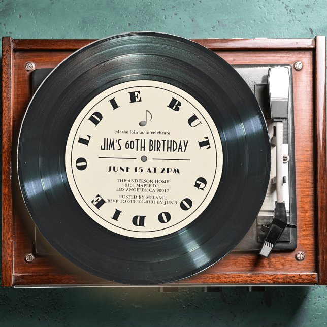 Vinylskiva Tan 60-års födelsedagsinbjudan Kort (Skapare uppladdad)