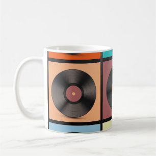 Vinylskivor: retro LP-uppsättning. Kaffemugg