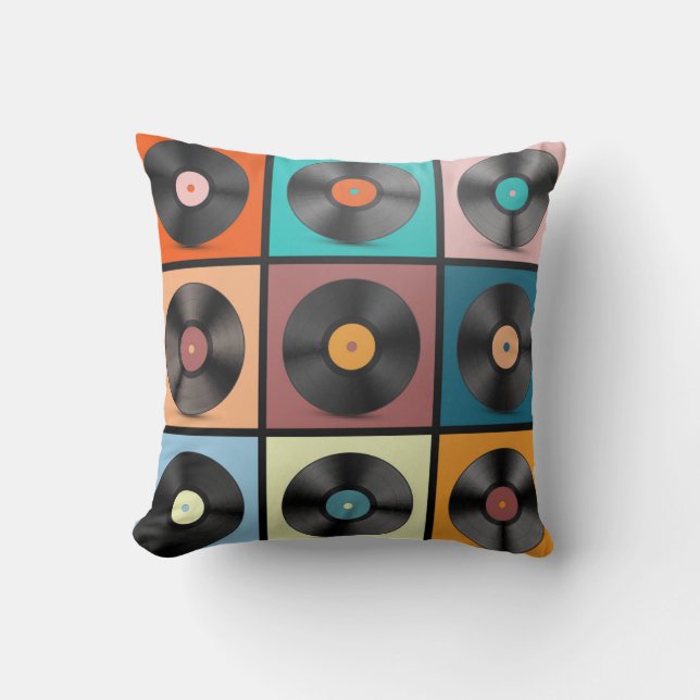 Vinylskivor: retro LP-uppsättning. Kudde (Framsida)