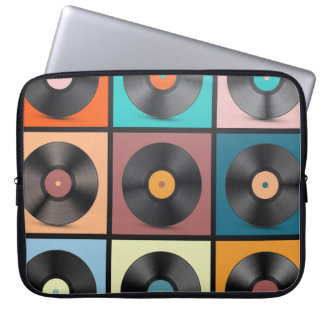 Vinylskivor: retro LP-uppsättning. Laptop Fodral
