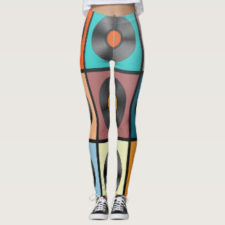 Vinylskivor: retro LP-uppsättning. Leggings