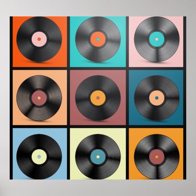 Vinylskivor: retro LP-uppsättning. Poster (Framsidan)