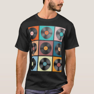Vinylskivor: retro LP-uppsättning. T Shirt