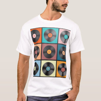 Vinylskivor: retro LP-uppsättning. T Shirt