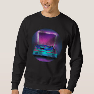 Vinylskivspelare Retro stil Vintage LP DJ 70-tal Lång Ärmad Tröja
