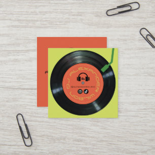 Vinylspelar DJ Limegrön Fyrkantigt Visitkort