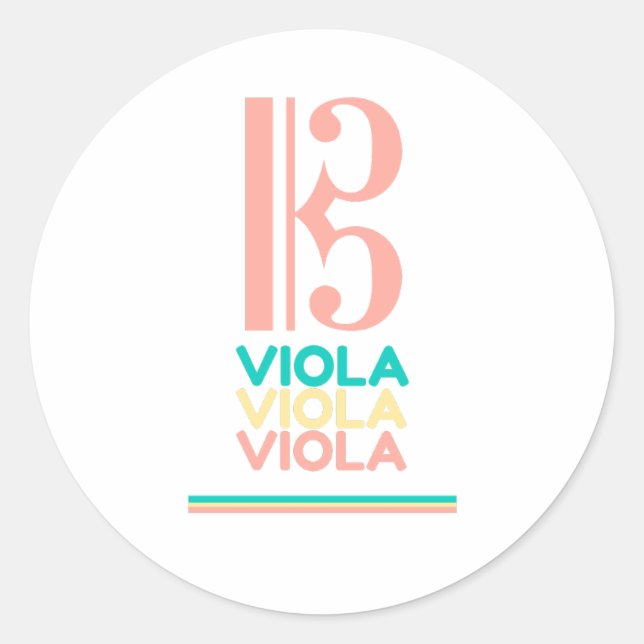 Viola Alto Clef Sticker Runt Klistermärke (Framsida)