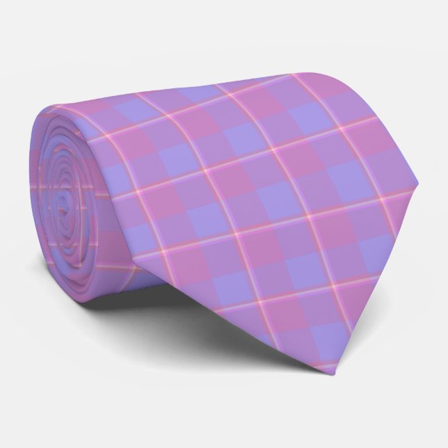 Viola and Dull Lavender Plaid Pink Neck Tie Slips (Rullad)