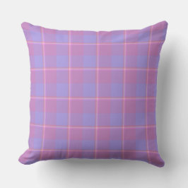 Viola and Dull Lavender Plaid Purple Pink Kudde