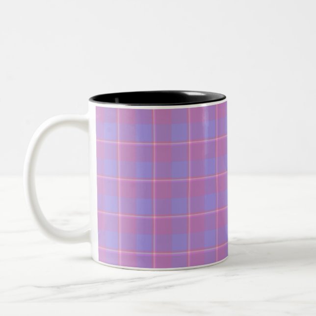Viola and Dull Lavender Plaid Purple Pink Två-Tonad Mugg (Vänster)