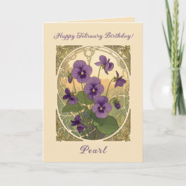 Viola blommor Februari Födelsedag Art Nouveau stil Kort