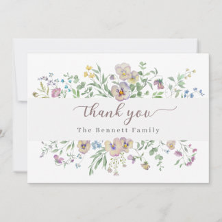 Viola & Eucalypt Floral Thank you Card Inbjudningar