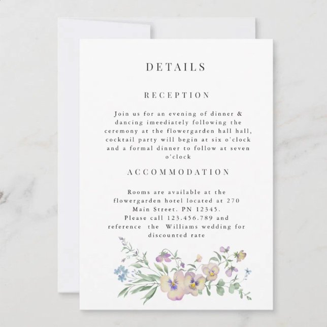 Viola Eucalypt floral Wedding Detail invitation Inbjudningar (Skapare uppladdad)