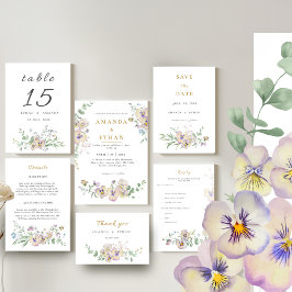 Viola & Eucalyptus Blommig Bröllopsinbjudan Inbjudningar