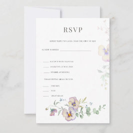 Viola & Eucalyptus Floral Wedding RSVP  Card OSA Kort