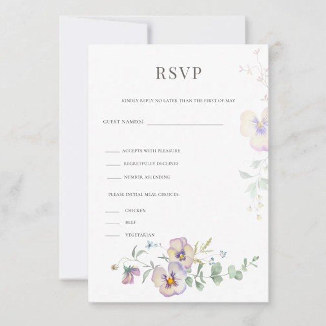 Viola & Eucalyptus Floral Wedding RSVP  Card OSA Kort (Skapare uppladdad)