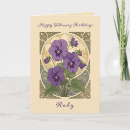 Viola februari födelsedagsblommor i Art Nouveau-st Kort