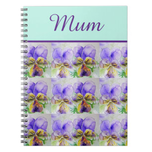 Viola Flower Aqua Rand blommigt Morsa Mors dag Anteckningsbok