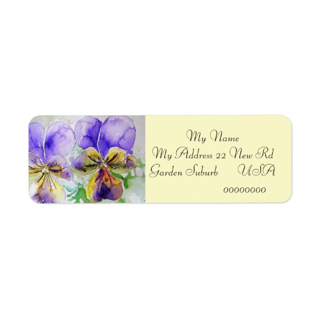 Viola Flower Watercolor-Returetiketter Returadress Etikett (Framsidan)