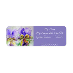 Viola Flower Watercolor-Returetiketter Returadress Etikett