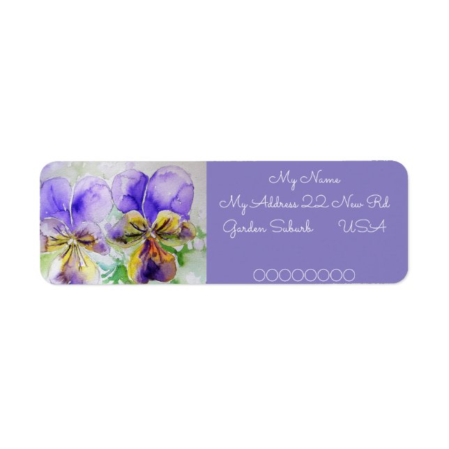 Viola Flower Watercolor-Returetiketter Returadress Etikett (Framsidan)