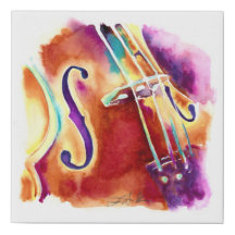 Viola i Lila och Gult faux canvas wrap