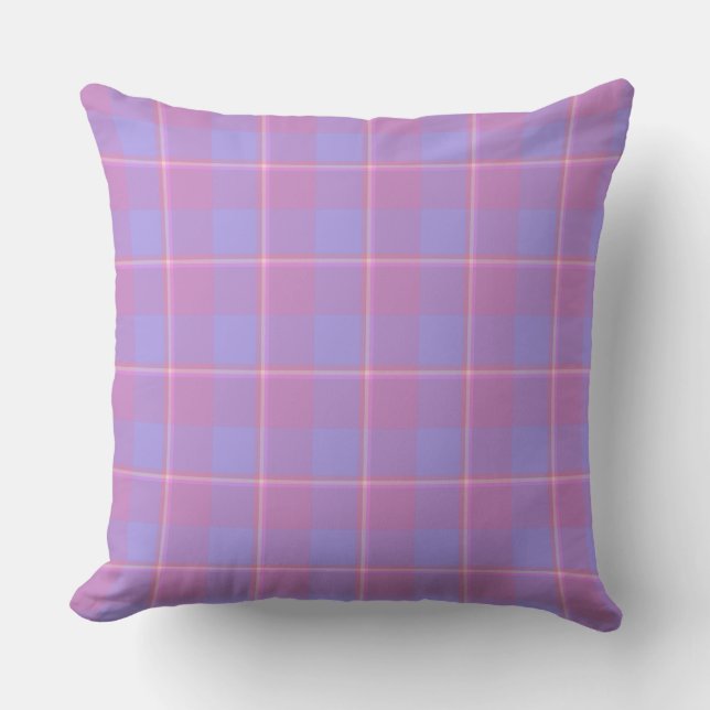 Viola och matt lila rutig lila rosa kudde (Framsida)