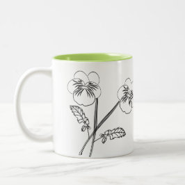 Viola Pansy Flowers Teckning Gardener Mugg