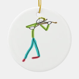 Viola Playing Stickman Julgransprydnad Keramik